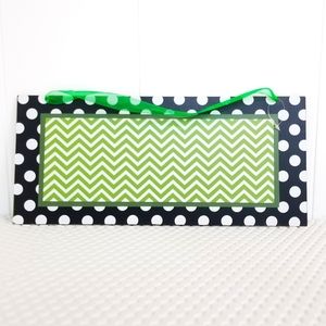 Chevron Green and Black Polka Dot Board Wall Hanging Art